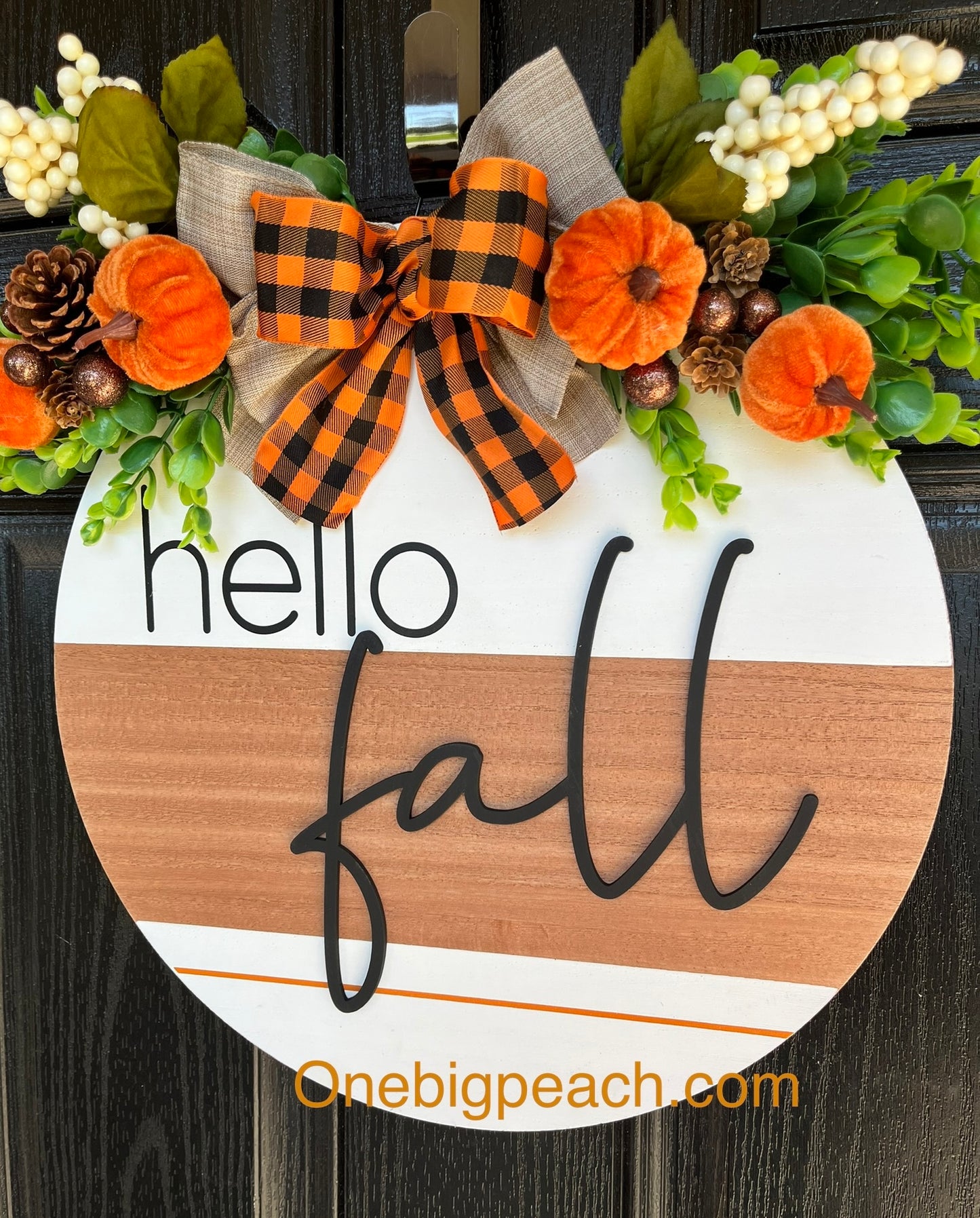 15" Hello Fall Wooden Circle Door Sign