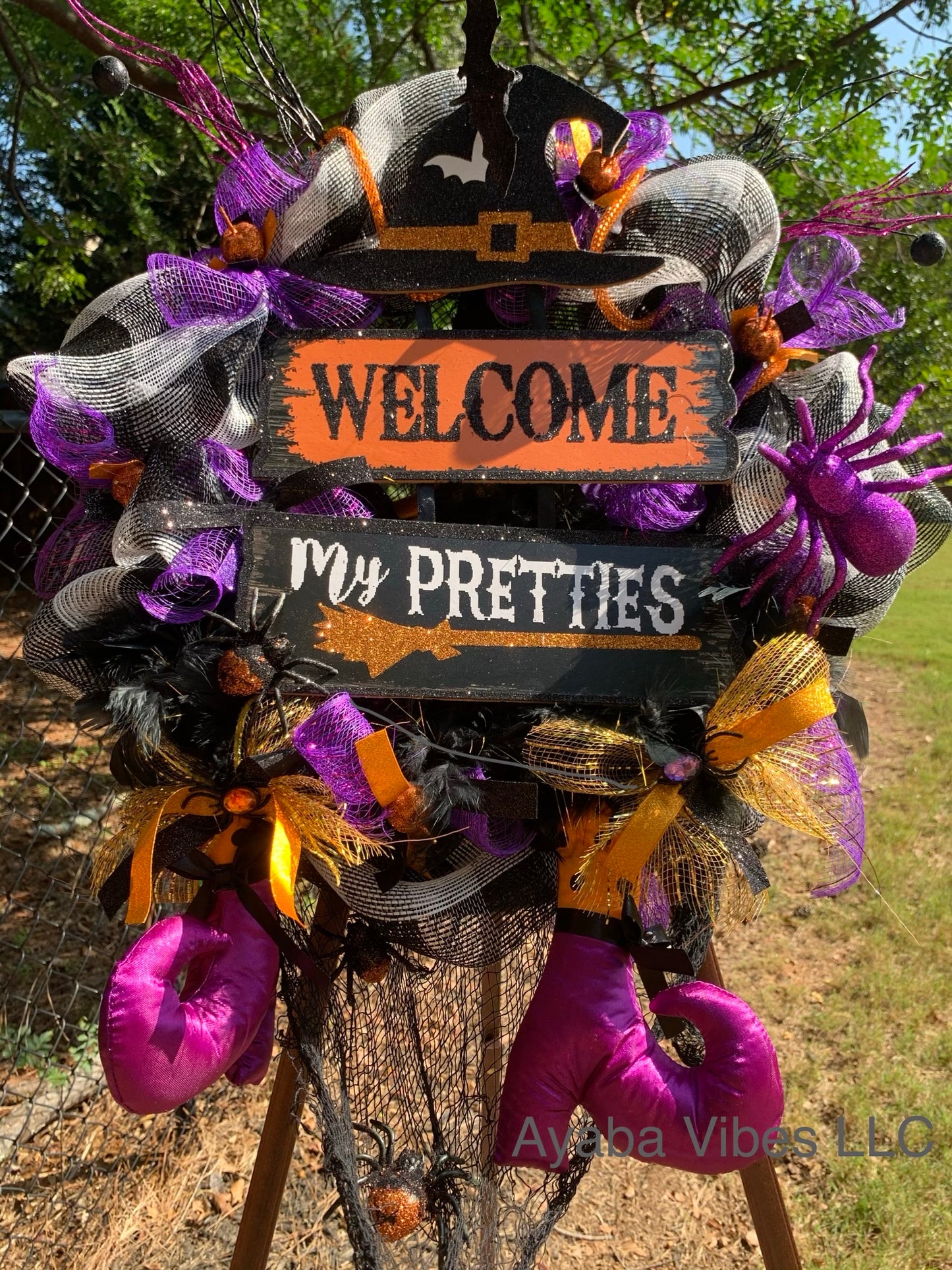 Halloween Welcome My Pretties Witch Wreath