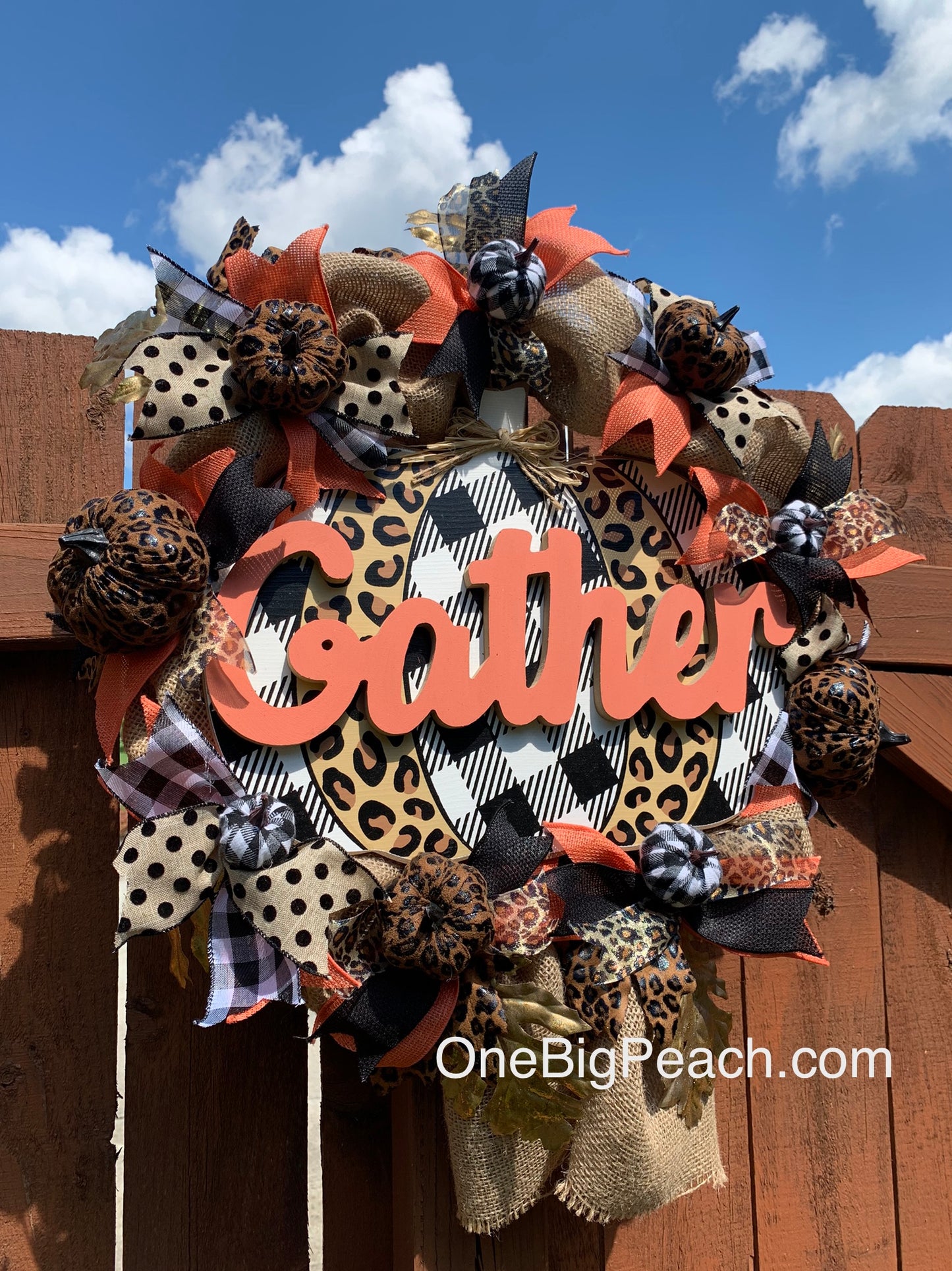 “Gather” Pumpkin Door Wreath 20”