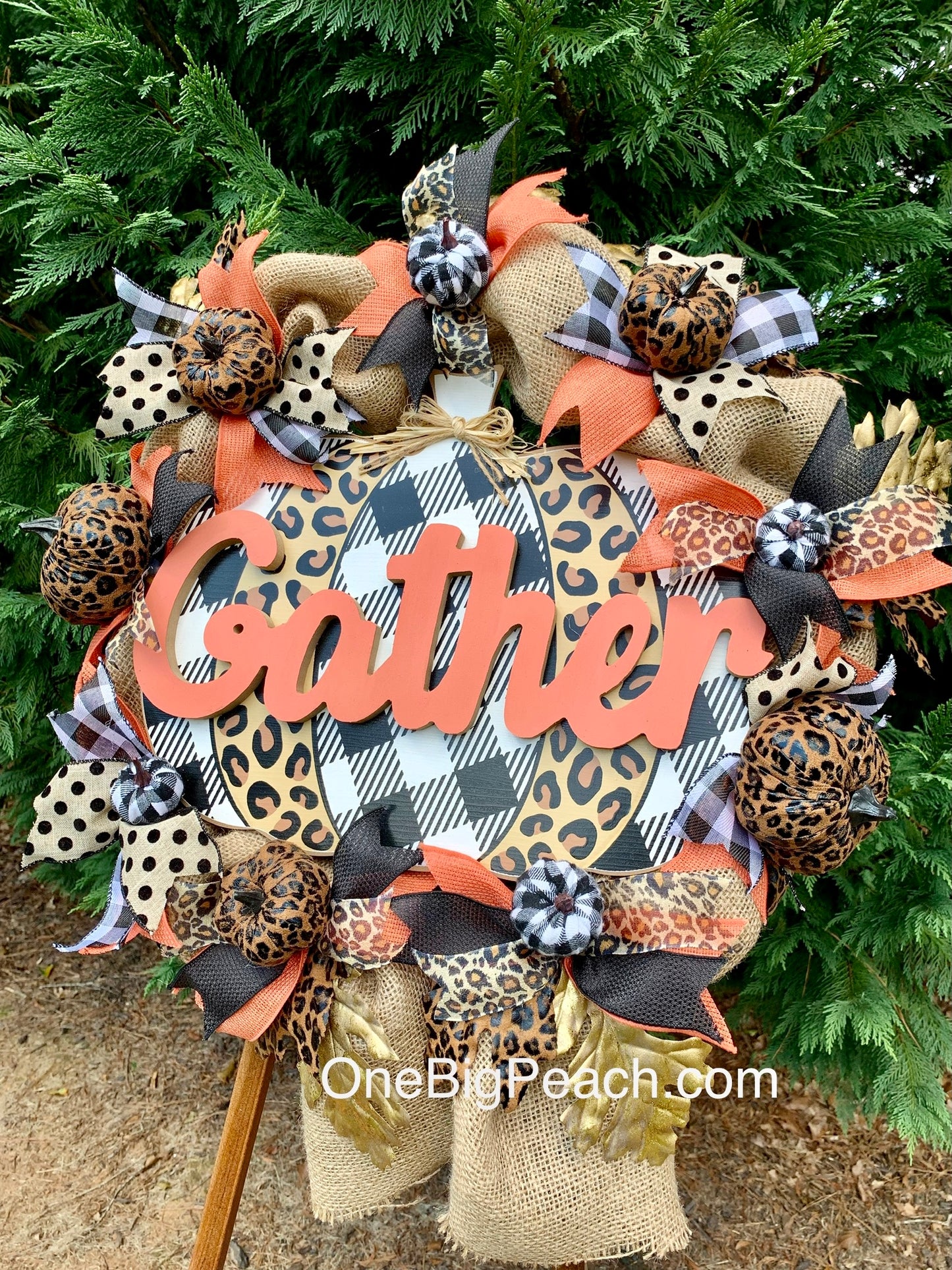 “Gather” Pumpkin Door Wreath 20”